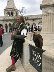 For $5, you can have your photo taken with this troubadour and his pet falcon.